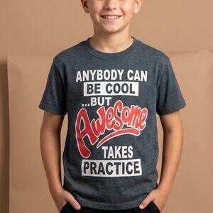 Black Medium Keep Calm And Be Aweso'me' Funny Graphic T Shirt